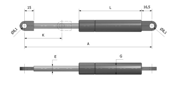 Газовая пружина 2661NL LIFT O MAT 600N